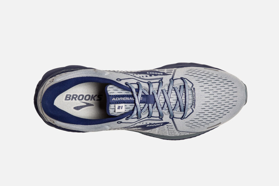 Brooks Adrenaline GTS 21 Men\'s Road Running Shoes Grey/Tradewinds/Deep Cobalt